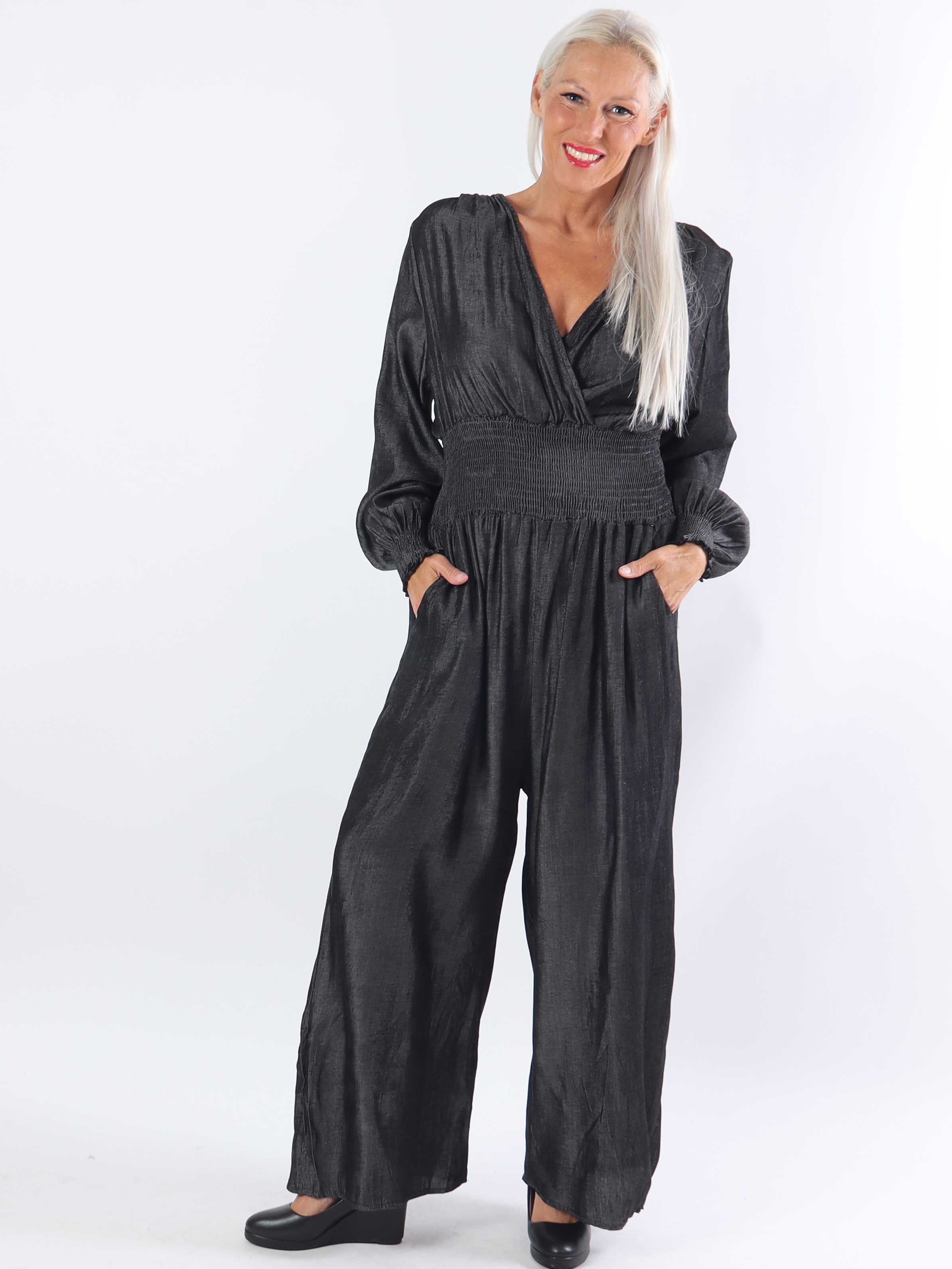 Pams Denim Jumpsuit L/S - Plus size denim jumpsuit